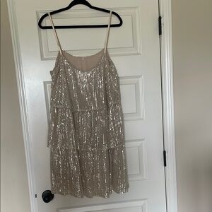 Gold Sparkling Tiered Sequin Dress